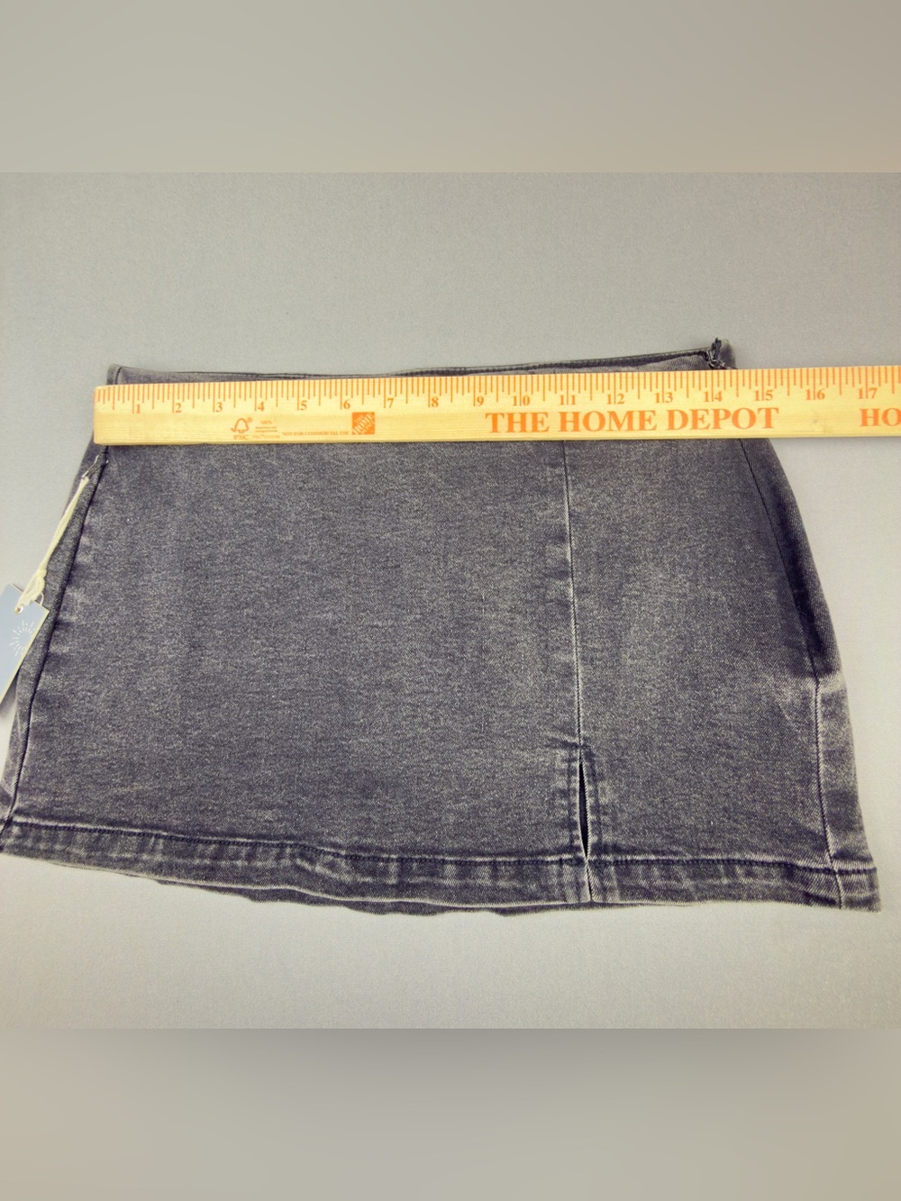 Classic Black Washed Denim Mini Skirt - Picture 5 of 7